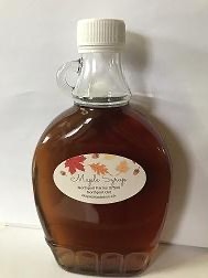 375ml glass pancake bottle of maple syrup